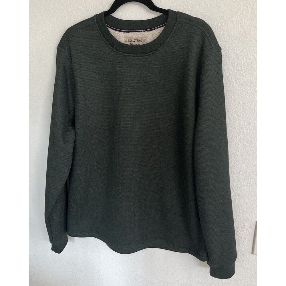 B.C. Clothing Co Heritage Men’s Sz L Green Waffle Knit Sherpa Lined Sweater Cozy